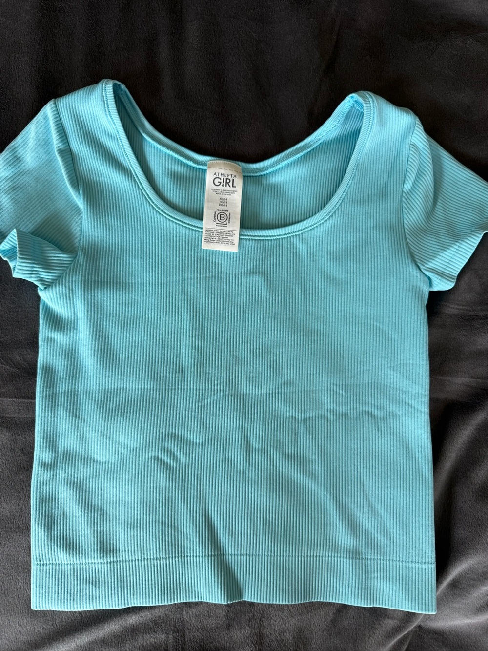 Athleta Girl Aqua Ribbed Scoop Neck Tee